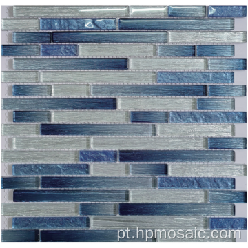 Misture o mosaico de vidro laminado azul e branco